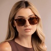 image:imageWearMe Pro WMP Eyewear  Womens Oversized Polarized Sunglasses Square Vintage Style with Metal DoubleBar BridgeHoneycomb Tortoise  Brown Lens