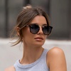 image:imageWearMe Pro WMP Eyewear  Womens Oversized Polarized Sunglasses Square Vintage Style with Metal DoubleBar BridgeWhiskey Brown TortoiseBlue Gradient Lens