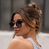 image:imageWearMe Pro WMP Eyewear  Womens Oversized Polarized Sunglasses Square Vintage Style with Metal DoubleBar BridgeWhiskey Brown TortoiseBlue Gradient Lens