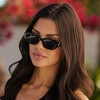 image:imageWearMe Pro WMP Eyewear  Womens Polarized Oval Sunglasses Oversized SoftAngle Frame Metal Accents Trendy Everyday StyleBlack  Triple Black Lens
