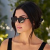 image:imageWearMe Pro WMP Eyewear  Womens Polarized Rectangular CatEye Sunglasses Narrow Glossy Frame Chic Everyday StyleBlack  Triple Black Lens