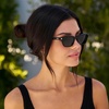 image:imageWearMe Pro WMP Eyewear  Womens Polarized Rectangular CatEye Sunglasses Narrow Glossy Frame Chic Everyday StyleBlack  Triple Black Lens