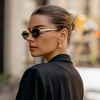 image:imageWearMe Pro WMP Eyewear  Womens Retro Oval Sunglasses Trendy Small Frame 90s Inspired FashionGold Frame  Black Lens