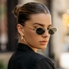 image:imageWearMe Pro WMP Eyewear  Womens Retro Oval Sunglasses Trendy Small Frame 90s Inspired FashionGold Frame  Smoke Green Lens