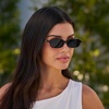 image:imageWearMe Pro WMP Eyewear  Womens Slim Rectangular Sunglasses 90s Compact Frame AntiReflective Lenses Minimal StyleBlack  Triple Black Lens