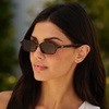 image:imageWearMe Pro WMP Eyewear  Womens Slim Rectangular Sunglasses 90s Compact Frame AntiReflective Lenses Minimal StyleBrown Tortoise  Brown Lens