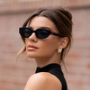 image:imageWearMe Pro Womens CatEye Sunglasses Flat Lens Acetate Frame AntiReflectiveBlack  Triple Black Lens