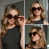 image:imageWearMe Pro Womens Large Square Sunglasses Bold Thick Frame Winged Browline amp Polarized LensesCrystal Brown Tortoise Frame  Brown Gradient Lens