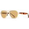 image:imageWearMe Pro Womens Polarized Aviator Sunglasses  Rounded Style for Tennis amp Pickleball  AntiGlare Lens Flattering FitIvory Tortoise  Yellow Tinted Lens