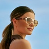 image:imageWearMe Pro Womens Polarized Aviator Sunglasses  Rounded Style for Tennis amp Pickleball  AntiGlare Lens Flattering FitIvory Tortoise  Yellow Tinted Lens