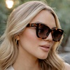 image:imageWearMe Pro Womens Polarized Large Square Sunglasses Subtle Cat Eye Corners Thick Frame amp Modern AestheticsTortoise Frame  Brown Lens