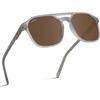 image:imageWearMe Pro Polarized DoubleBridge Large Rectangular Unisex SunglassesFrosted Grey  Brown Lens