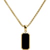image:imageWearMe Pro14k Pendant Necklace  3mm Rolo Box Chain amp Rectangular Beveled Pendant with Porcelain Stone Inset