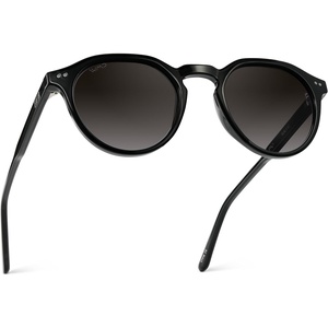 image:imageWMP Eyewear  Mens Modern Geometric P3 Round Retro Polarized Sunglasses Lightweight Acetate Frame Premium UV ProtectionBlack  Oak Brown Gradient Lens