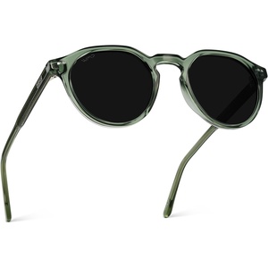 image:imageWMP Eyewear  Mens Modern Geometric P3 Round Retro Polarized Sunglasses Lightweight Acetate Frame Premium UV ProtectionCrystal Agave Green  Triple Black Lens