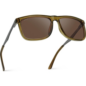 image:imageWMP Eyewear  Mens Polarized Flat Top Square SunglassesCrystal Verde  Brown Lens