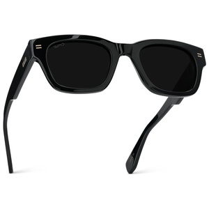 image:imageWMP Eyewear  Mens Polarized Rectangular Sunglasses Thick Acetate Frame Modern StyleBlack  Triple Black Lens