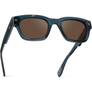 image:imageWMP Eyewear  Mens Polarized Rectangular Sunglasses Thick Acetate Frame Modern StyleCrystal Steel Blue  Brown Lens