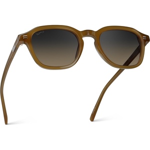 image:imageWMP Eyewear  Mens Polarized Retro Sunglasses  Classic Geometric Square Style Acetate Frame Keyhole BridgeDune Brown  Grey Brown Gradient Lens