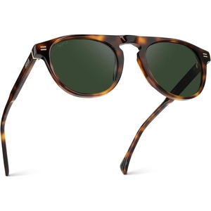 image:imageWMP Eyewear  Mens Polarized Round Aviator Sunglasses Lightweight Acetate Frame amp UV400 ProtectionHavana Tortoise  Smoke Green Lens