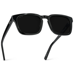 image:imageWMP Eyewear  Mens Polarized Square Sunglasses Thick Acetate Frame Modern Style UV400 ProtectionBlack  Triple Black Lens