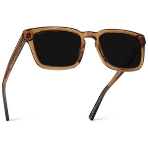 image:imageWMP Eyewear  Mens Polarized Square Sunglasses Thick Acetate Frame Modern Style UV400 ProtectionCrystal Brown  Triple Black Lens