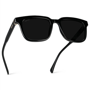 image:imageWMP Eyewear  Mens Polarized Sunglasses Bold Modern Square Design Acetate Frame UV ProtectionBlack  Triple Black Lens