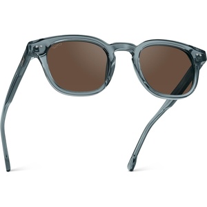 image:imageWMP Eyewear  Mens Retro Keyhole Polarized Square Sunglasses Premium Acetate Frame with Modern Classic DesignCrystal Stone Blue  Brown Lens