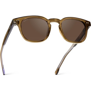 image:imageWMP Eyewear  Mens Retro Keyhole Polarized Square Sunglasses Premium Acetate Frame with Modern Classic DesignCrystal Verde  Brown Lens