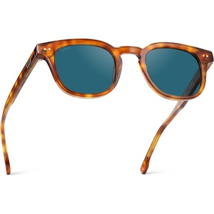 image:imageWMP Eyewear  Mens Retro Keyhole Polarized Square Sunglasses Premium Acetate Frame with Modern Classic DesignSaddlewood Tortoise  Laguna Blue Lens