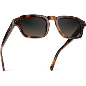 image:imageWearMe Pro  Mens Polarized Sunglasses Narrow Geometric Frame Rectangular Lenses Round Rivets Injected Metal CoreHavana Tortoise  Grey Brown Gradient Lens