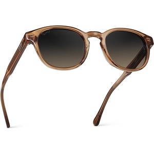 image:imageWearMe Pro  Mens Retro Round Oval Polarized Sunglasses Lightweight Acetate Frame UV Protection Metal Core DesignCrystal Brown  Grey Brown Gradient Lens