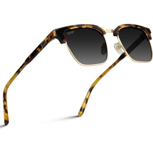 image:imageWearMe Pro  Modern SemiRimless Rectangular Polarized Trendy Sunglasses for Men and WomenBlaze Tortoise  Gradient Black Lens
