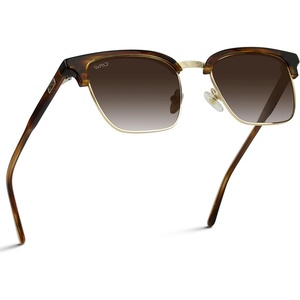 image:imageWearMe Pro  Modern SemiRimless Rectangular Polarized Trendy Sunglasses for Men and WomenCrystal Smoke BrownBrown Lens