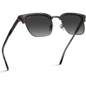 image:imageWearMe Pro  Modern SemiRimless Rectangular Polarized Trendy Sunglasses for Men and WomenCrystal Smoky AshBlack Lens