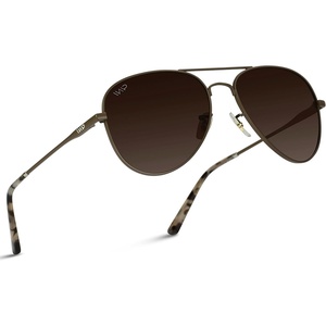 image:imageWearMe Pro  Polarized Pilot Style Classic Aviator SunglassesBrown Frame  Gradient Brown Lens