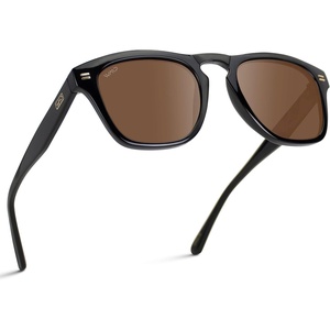 image:imageWearMe Pro  Polarized Retro Large Rectangular Mens SunglassesBlackBrown Lens