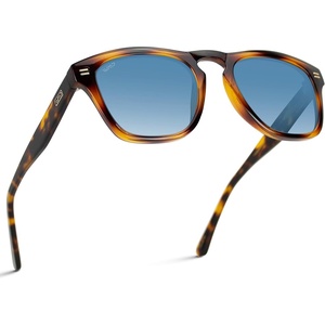 image:imageWearMe Pro  Polarized Retro Large Rectangular Mens SunglassesTortoise Brown Frame  Gradient Blue Lens