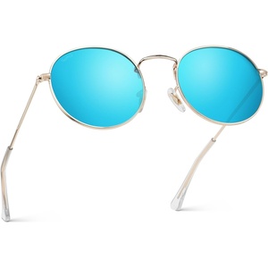 image:imageWearMe Pro  Reflective Lens Round Trendy SunglassesGold Frame  Blue Mirrored Lens
