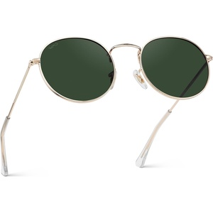 image:imageWearMe Pro  Reflective Lens Round Trendy SunglassesGold FrameSmoke Green Lens