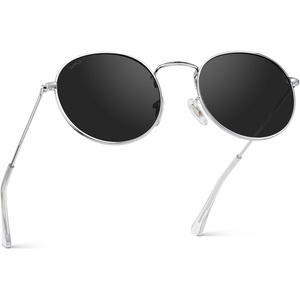 image:imageWearMe Pro  Reflective Lens Round Trendy SunglassesSilver Frame  Black Lens