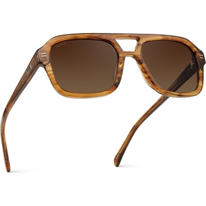 image:imageWearMe Pro  RetroInspired Square Double Bridge Aviator Womens Sunglasses Oversized Frame with Polarized UV ProtectionCrystal Brown Grain  Brown Gold Gradient Lens