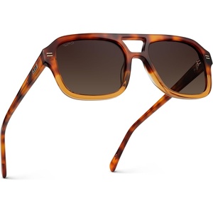 image:imageWearMe Pro  RetroInspired Square Double Bridge Aviator Womens Sunglasses Oversized Frame with Polarized UV ProtectionCrystal Sunset Tortoise  Dark Beige Gradient Lens
