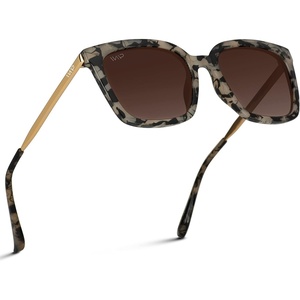 image:imageWearMe Pro  Square Oversized Metal Frame Fashion Style Women Polarized SunglassesBeige TortoiseGradient Brown Lens