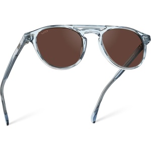 image:imageWearMe Pro  Urban Mens Square Sunglasses  Narrow Fit Double Bridge Design Modern Round Frames amp Polarized LensesDenim Blue Frame  Brown Lens