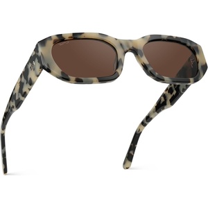 image:imageWearMe Pro  Womens Chunky Narrow Rectangular Sunglasses  Polarized Lightweight Acetate 100 UV ProtectionBeige Tortoise  Amber Lens