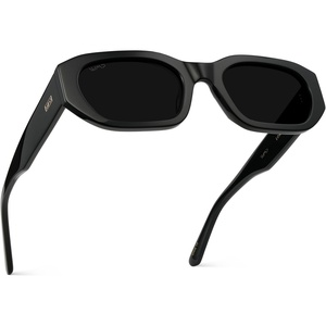 image:imageWearMe Pro  Womens Chunky Narrow Rectangular Sunglasses  Polarized Lightweight Acetate 100 UV ProtectionBlack  Triple Black Lens