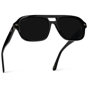 image:imageWearMe Pro  Womens Polarized Aviator Sunglasses Acetate Frame amp Trendy Sleek Double BridgeBlack  Triple Black Lens
