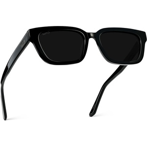 image:imageWearMe Pro  Womens Polarized Rectangular Sunglasses Narrow Acetate Frame Durable 5Barrel Hinges HandPolished FinishBlack  Triple Black Lens