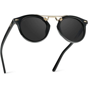 image:imageWearMe Pro  Womens Polarized Round Retro DoubleBridge Vintage SunglassesBlack  Black Gradient Lens